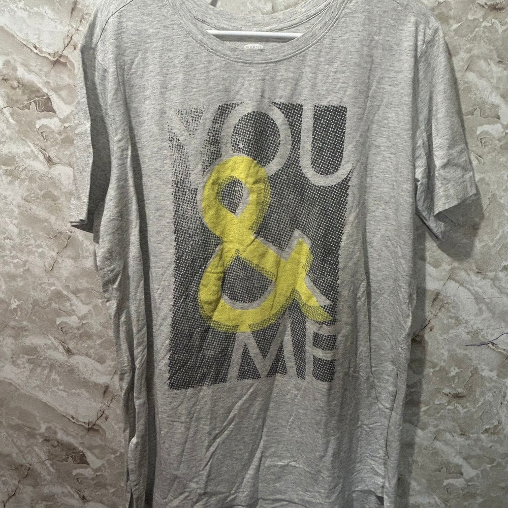 Old Navy Graphic Tee You &‎ Me Print Casual Short Sleeve Top Gray Size L